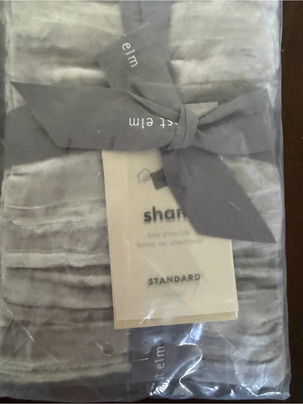 West Elm Silver Gray Ruffled Standard Shams - Pair